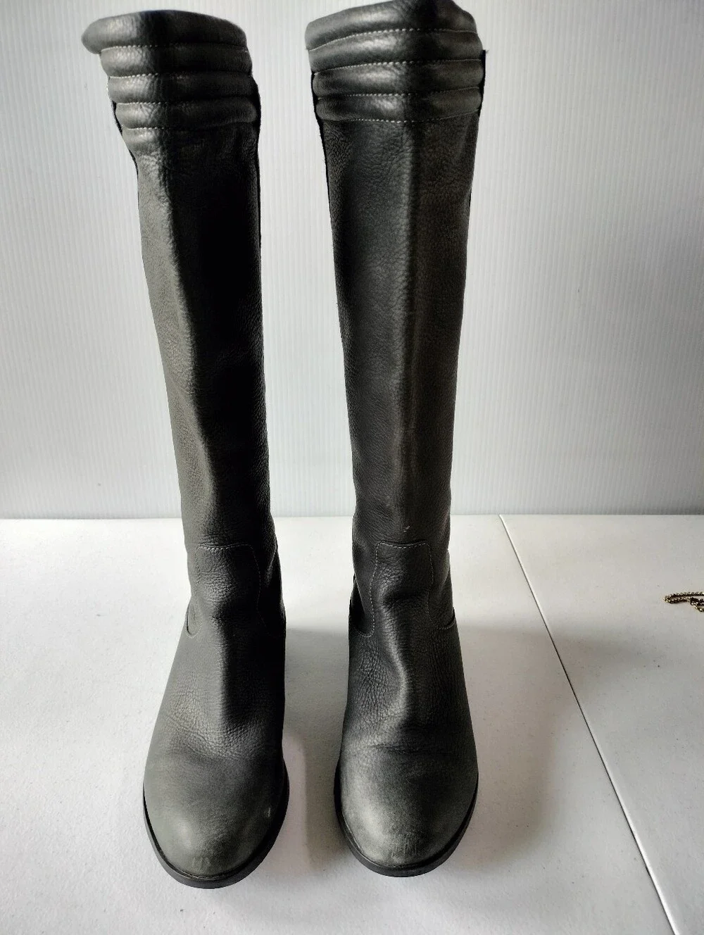 Sorel Danica Classic Tall Womens Leather Charcoal Gray Riding Moto Boots 8 Zip